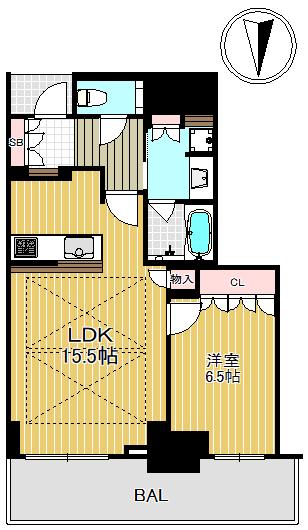 グランドメゾン新梅田タワー THE CLUB RESIDENCE(1LDK/8階)の間取り写真