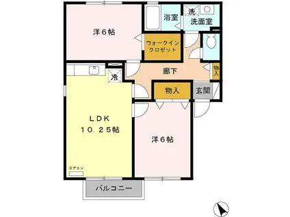 フローレス・リーベAB(2LDK/2階)の間取り写真