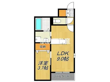 ドルチェ・ヴィータ東与賀A(1LDK/1階)の間取り写真