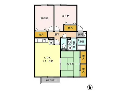 セジュール雅(3LDK/2階)の間取り写真