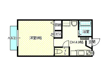 ルパンA(1DK/1階)の間取り写真