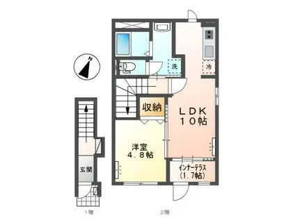 水戸市双葉台アパート工事(1LDK/2階)の間取り写真