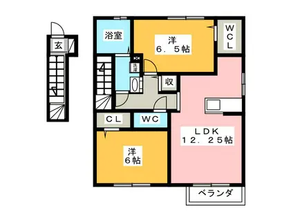 アムールすずか(2LDK/2階)の間取り写真