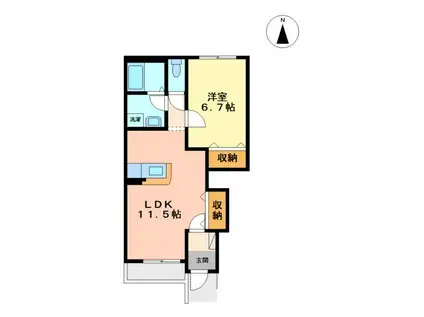 フローラ(1LDK/1階)の間取り写真