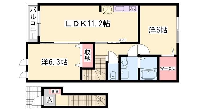 モンシェリー御立A(2LDK/2階)の間取り写真