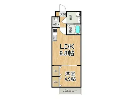 ジーメゾンフェリシェ大久保(1LDK/1階)の間取り写真