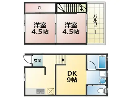リメゾン風雅今津(2DK/1階)の間取り写真
