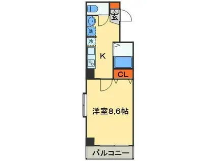 グレイスコートアサヒ(1K/5階)の間取り写真