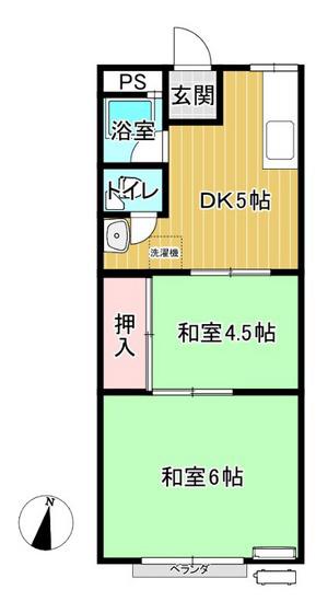 森本アパート(2DK/2階)の間取り写真
