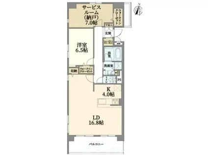 ベルク夕陽丘II(2LDK/6階)の間取り写真