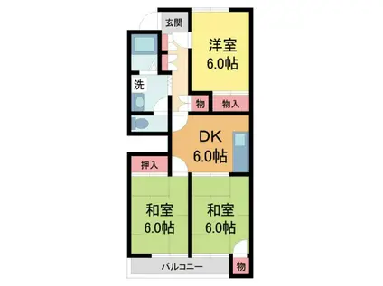 甲子園口サライ(3DK/2階)の間取り写真