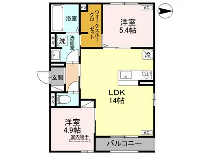 D-ROOM東花園(2LDK/3階)の間取り写真