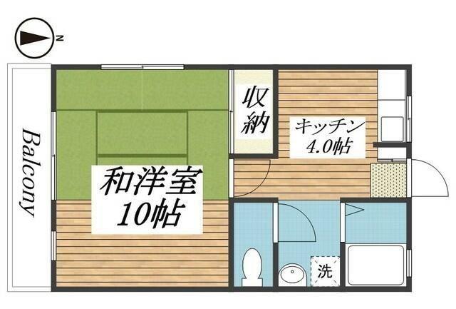 サニーハイツ園生(1K/2階)の間取り写真