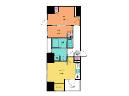 ザ・ライオンズフォーシア町屋(2LDK/2階)の間取り写真