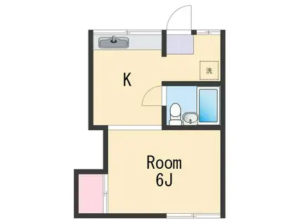 紀ノ川コーポ(1K/2階)の間取り写真