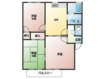 コーポ金井戸 北棟(3DK/1階)の間取り写真