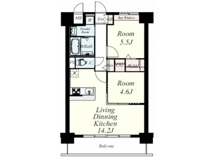 ルシエル(2LDK/8階)の間取り写真