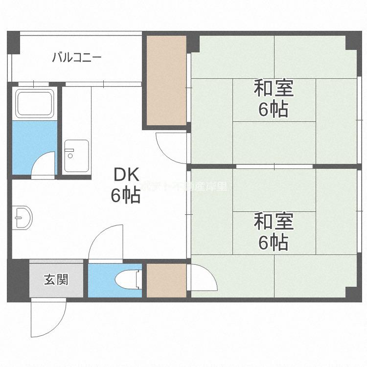 たきがわマンション(2DK/5階)の間取り写真