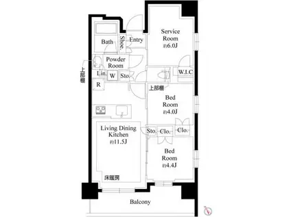 プレシス上福岡(2SLDK/2階)の間取り写真
