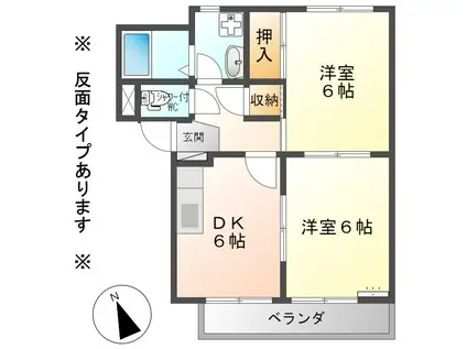コーポシャルマン(2DK/1階)の間取り写真