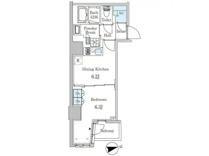 ザ・ライオンズフォーシア外神田(1DK/6階)の間取り写真