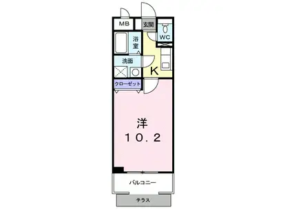 HYコート宮脇(1K/1階)の間取り写真