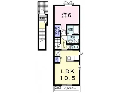 モーダ・パラッツォ(1LDK/2階)の間取り写真