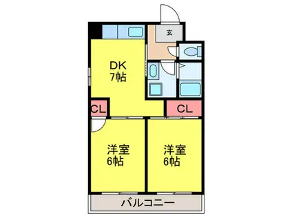 パレ山村(2DK/2階)の間取り写真