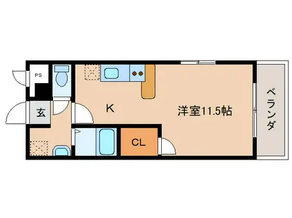 アンプルールパインガーデン(ワンルーム/1階)の間取り写真