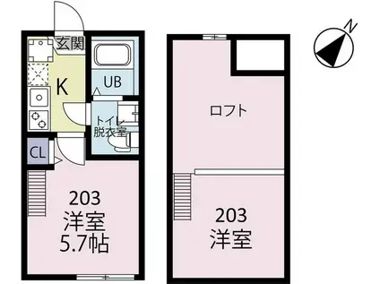 リルグランデ川崎(1K/1階)の間取り写真