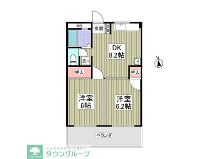 とくしんハイツ(2DK/2階)の間取り写真