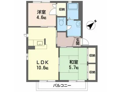 フレールメゾン(2LDK/1階)の間取り写真