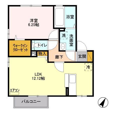 メール・ド・ルミエールB(1LDK/2階)の間取り写真