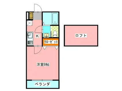 メルローズプレイスII(1K/2階)の間取り写真