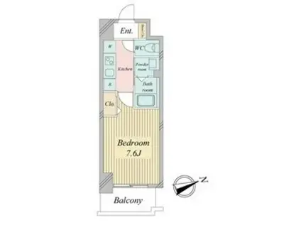 リバーコート砂田橋 II(1K/1階)の間取り写真