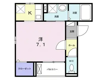 アクアA.S(1K/2階)の間取り写真