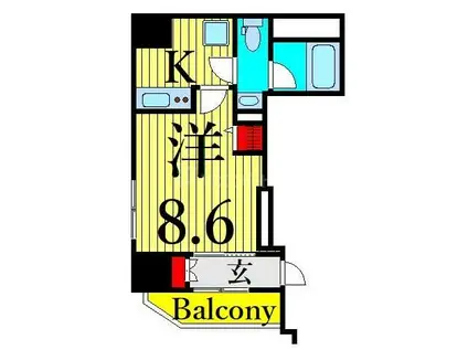 エスタート入谷I(1K/4階)の間取り写真