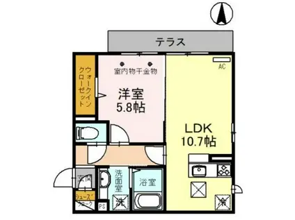 オークリーフ三郷 A(1LDK/1階)の間取り写真