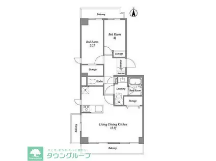 コンフォリア竹ノ塚ウエスト(2LDK/2階)の間取り写真