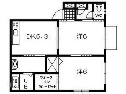 シャーメゾン吉田 A棟(2DK/1階)の間取り写真