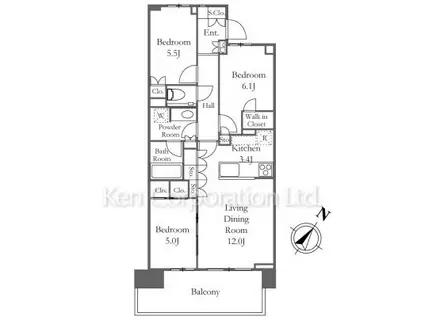 HARUMI FLAG PARK VILLAGE(3LDK/8階)の間取り写真