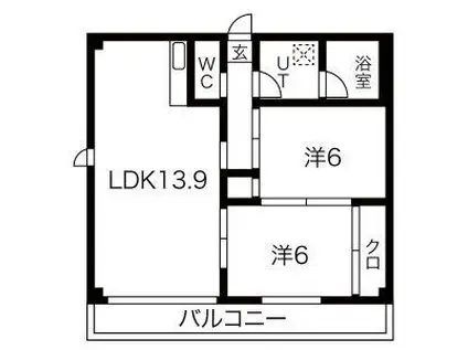 ハイツ元町(2LDK/6階)の間取り写真
