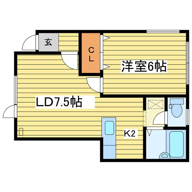 ドエル元町(1LDK/2階)の間取り写真