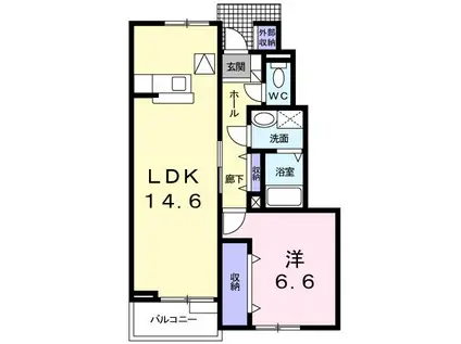 ロジュマンリーヴ I(1LDK/1階)の間取り写真