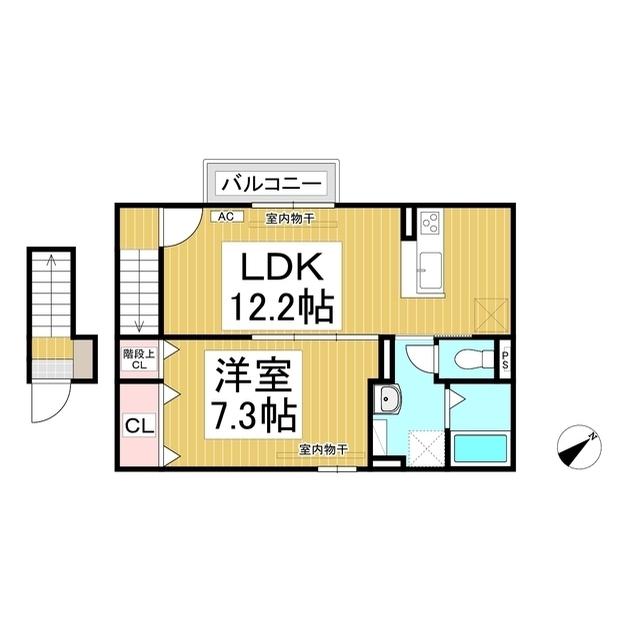 シャルール西(1LDK/2階)の間取り写真