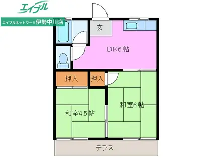 鎌田アパート 東棟(2DK/1階)の間取り写真