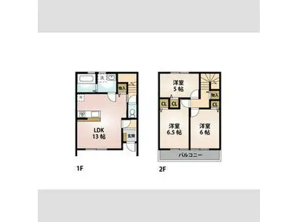 MAISONETTE PARK 鳴浜(3LDK/1階)の間取り写真