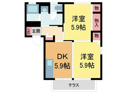 ヴェルドミールII(1LDK/1階)の間取り写真