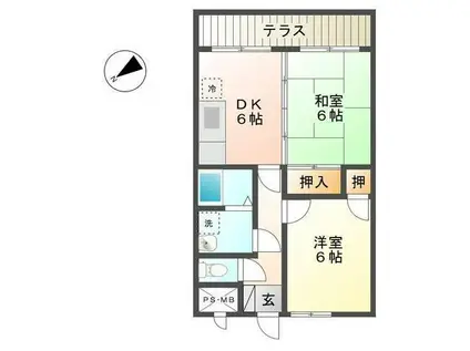 幸洋ハイツ(2DK/1階)の間取り写真