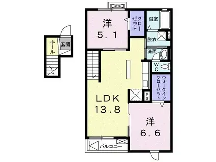トーク鷹の羽III(2LDK/4階)の間取り写真